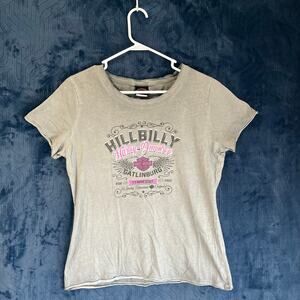 Vintage Y2K Harley‎ Davidson Hillbilly Tennessee Gray Pink Casual T-Shirt Size L